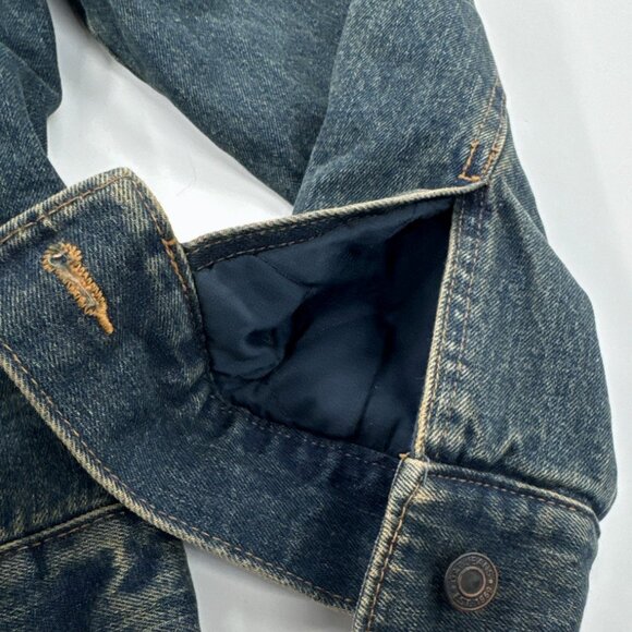 Gap Sherpa Denim Jacket Womens Medium Lined Blue Jean Trucker Cowgirl Distressed - Picture 5 of 16